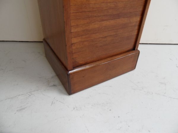Oak filing cabinet with roller shutter
