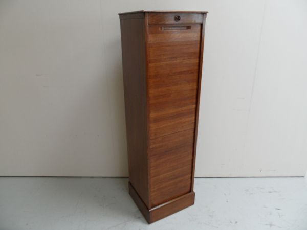 Oak filing cabinet with roller shutter