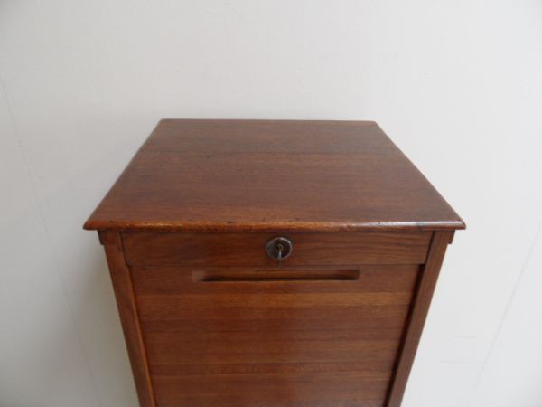 Oak filing cabinet with roller shutter