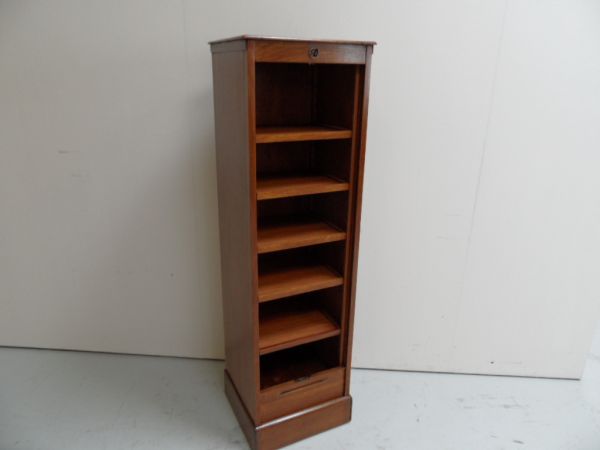 Oak filing cabinet with roller shutter