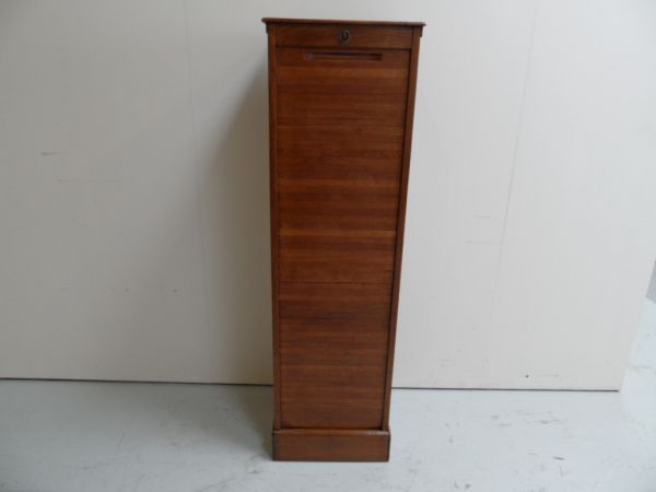 Oak filing cabinet with roller shutter