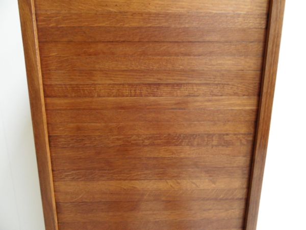 Oak filing cabinet with roller shutter