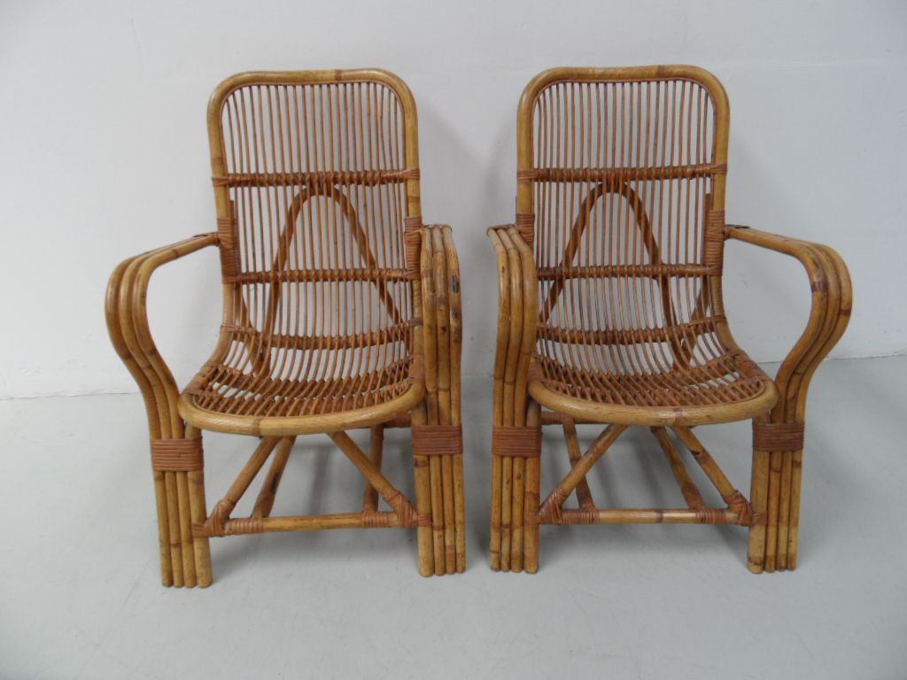 set van 2 rotan stoelen