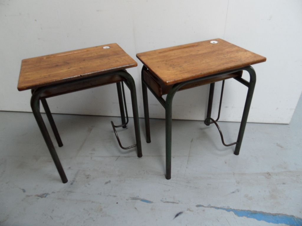 Vintage schoolbankjes set van 2