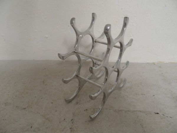 Vintage aluminium wijnrek