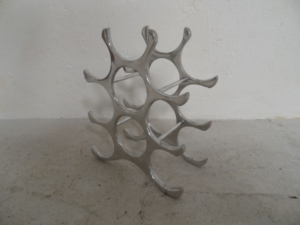 Vintage aluminium wijnrek